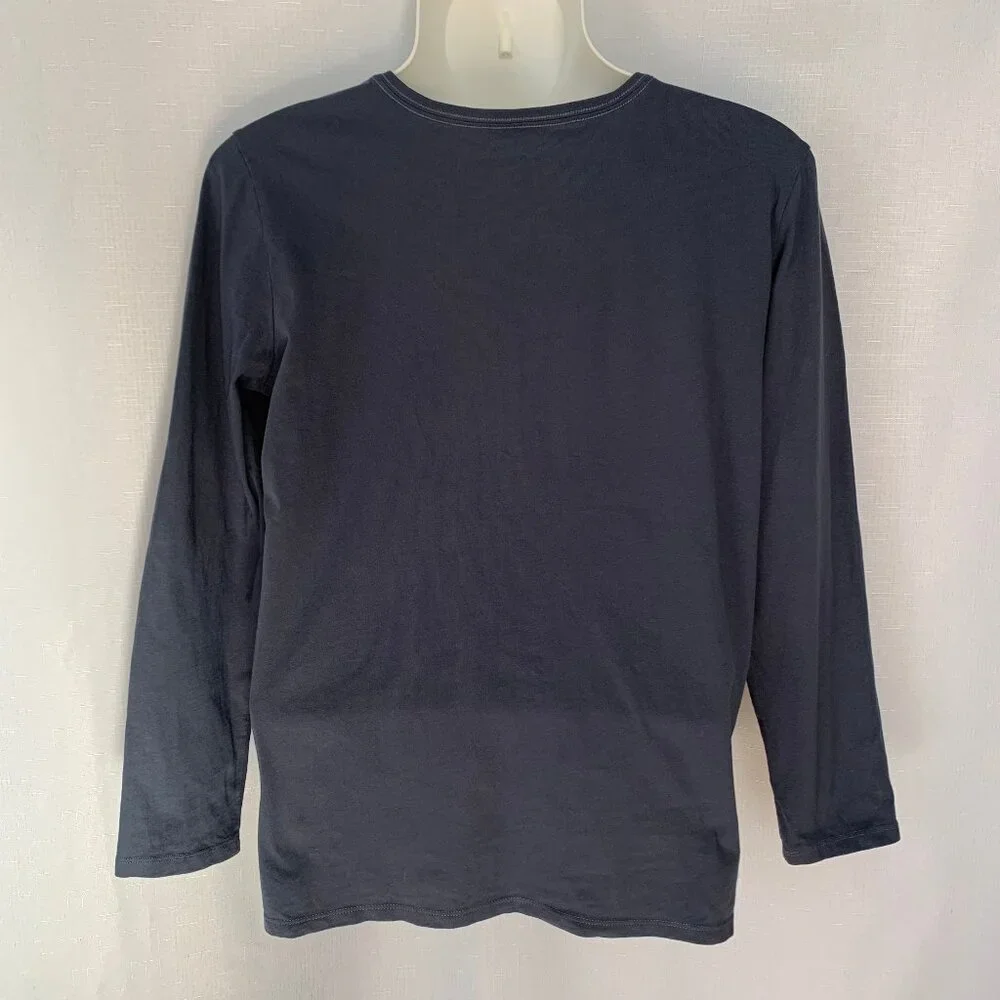 LIFE IS GOOD Womens Mosaic Cat V Neck Long Sleeve Crusher Tee - Picture 2 of 4